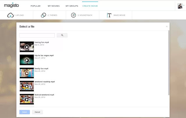 Magisto Video File Selection