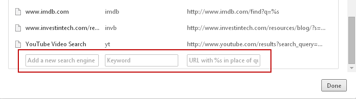Customizing Chrome Search Engine