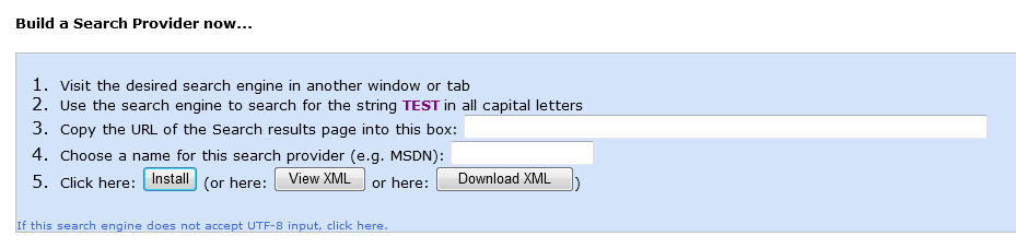 Adding IE Search Engine