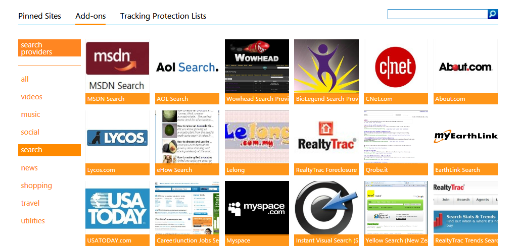 IE Gallery Search Providers