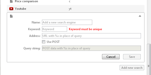 Managing Opera Search Engines