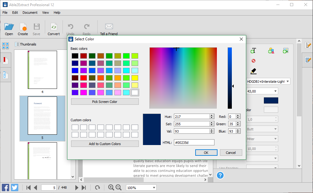 Texto Paleta de cores