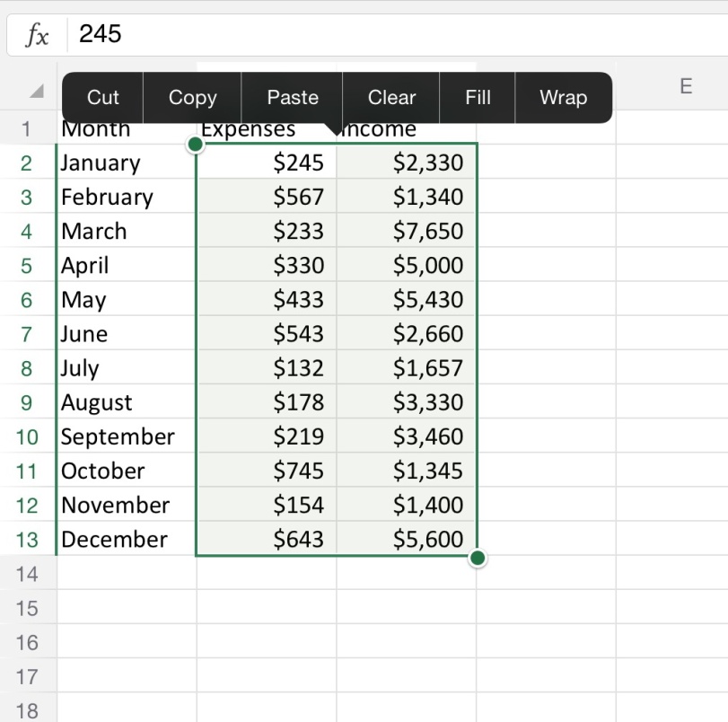 ms excel formulas list