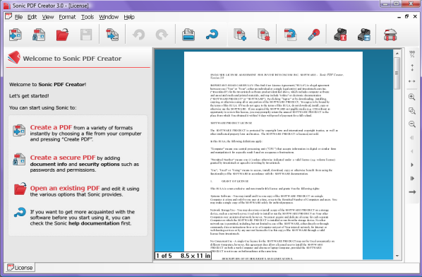Sonic PDF Creator 3.0 Advanced Streamlined Interface
