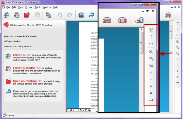Sonic PDF Creator 3.0 Improved Viewing Controlls