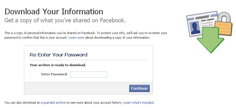 Facebook Data Confirm Download
