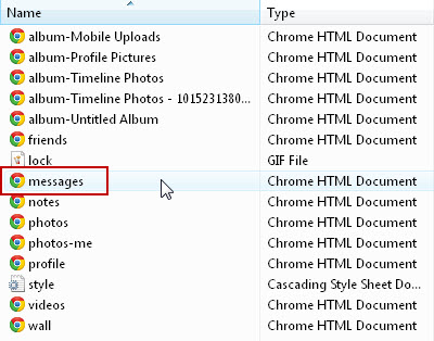 Facebook Data Massages HTML File