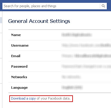 Download Facebook Data