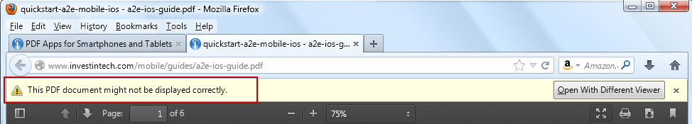 Firefox PDF viewer warning