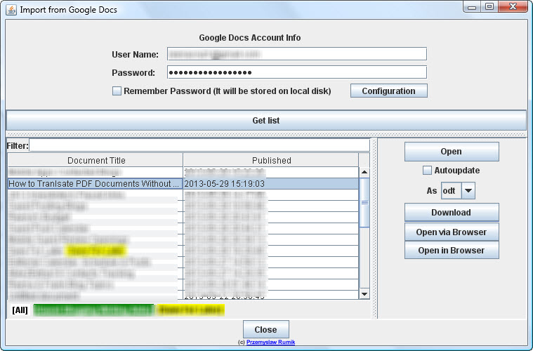 Importing GoogleDocs to OpenOffice