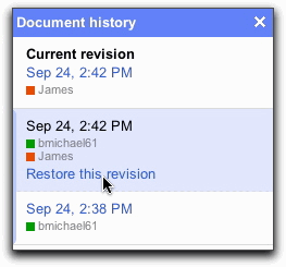 Google Docs Revision History