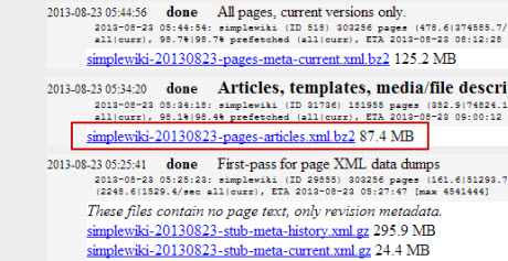 Wikipedia Database File Selection