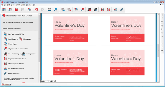 Valentine Sonic booklet layout