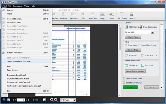 Able2Extract Custom Excel Template