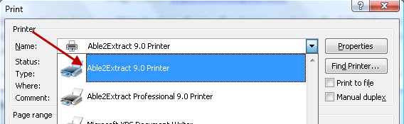 Able2Extract Virtual Print Driver