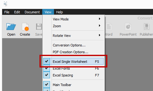 Excel Single Worksheet Option