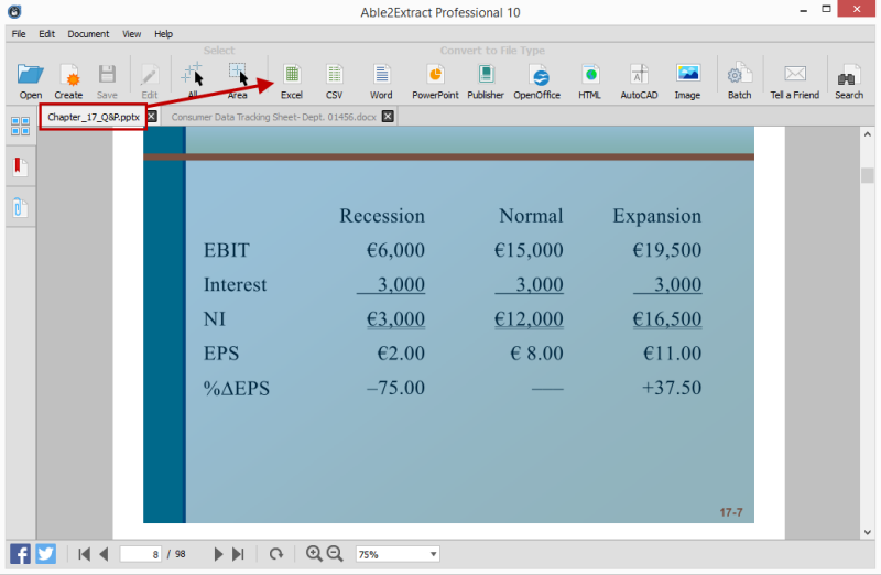 Able2Extract PowerPoint To Excel