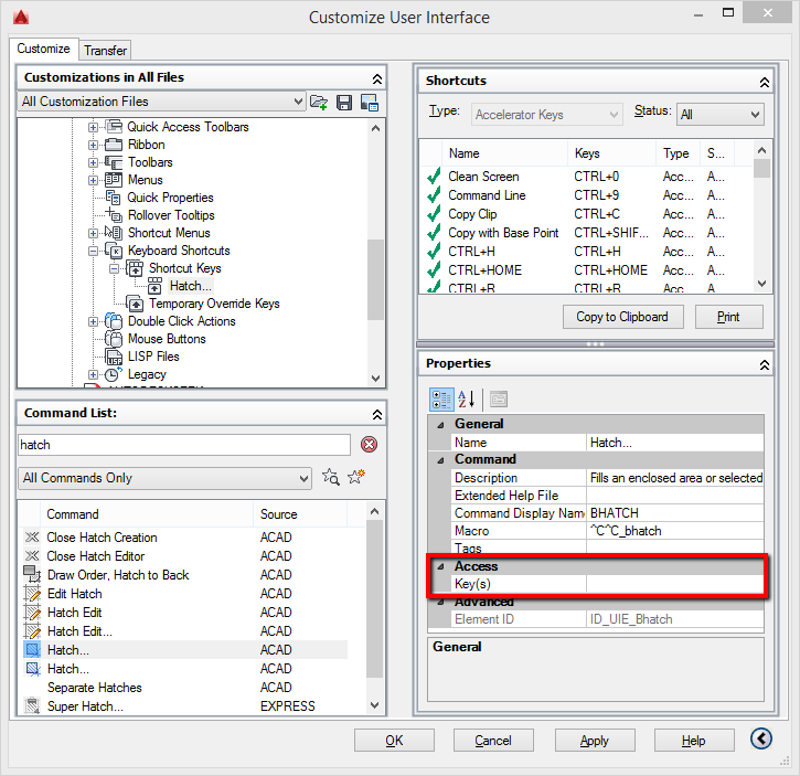 atribuirea comenzilor rapide AutoCAD personalizate