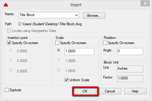 AutoCAD Title Block Dialog