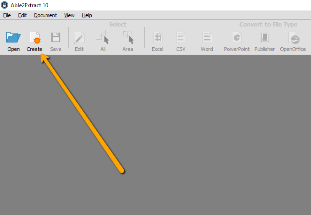 Selecting Able2Extract Create PDF Icon 