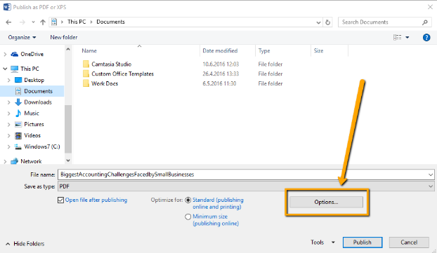 PDF Creation Options In MS Word