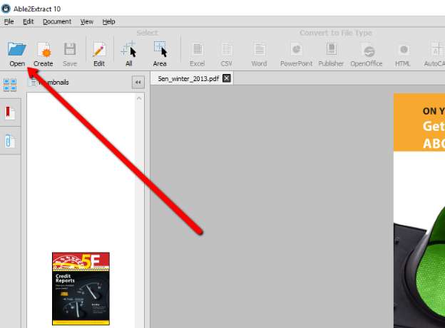 Opening PDF In Able2Extract