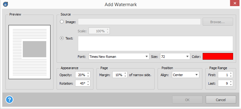 Able2Extract 11 Watermark Options