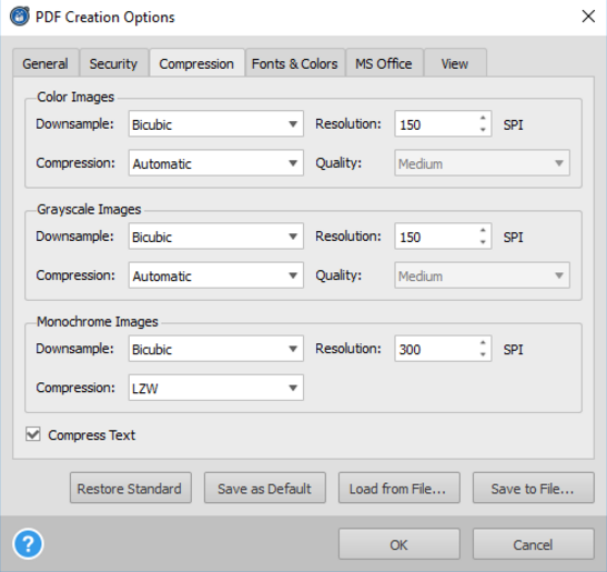 Selecting PDF Compression Settings