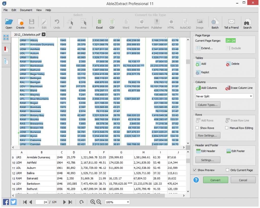 Customizing PDF to Excel Conversion