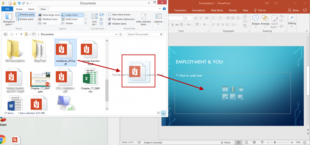 Dragging PDF Into PowerPoint