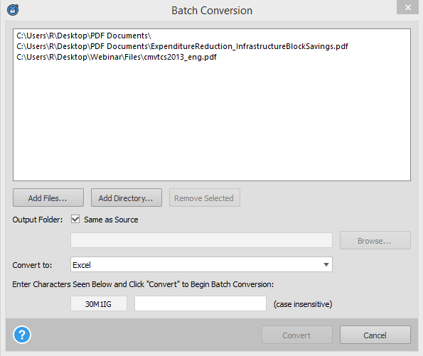 Source PDFs For Batch Conversion