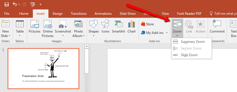 Accessing PowerPoint Zoom