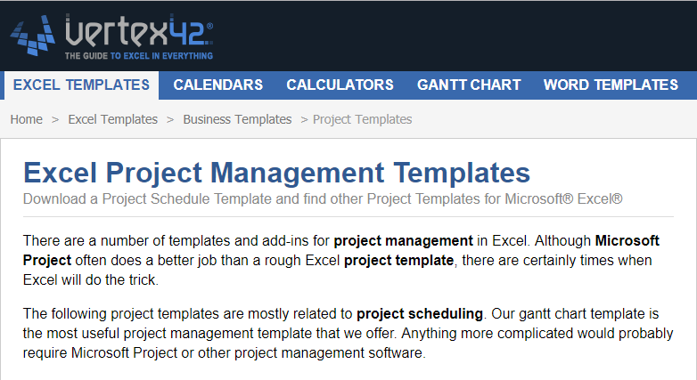 Vertex 42 excel templates