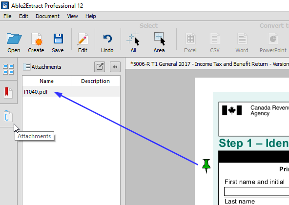 Pushpin Containing PDF Attachment