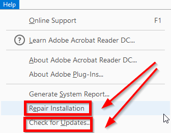 update, repair acrobat reader