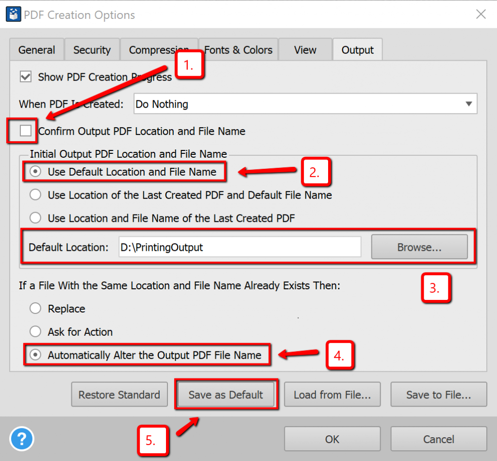 Setting Batch Conversion Virtual Printer Output