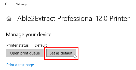 Set Able2Extract as a default printer 