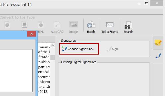 Selecting Choose Signature Button