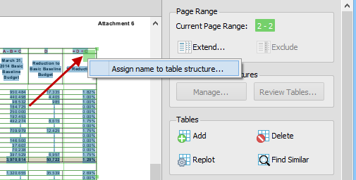 PDF to Excel - name table structure