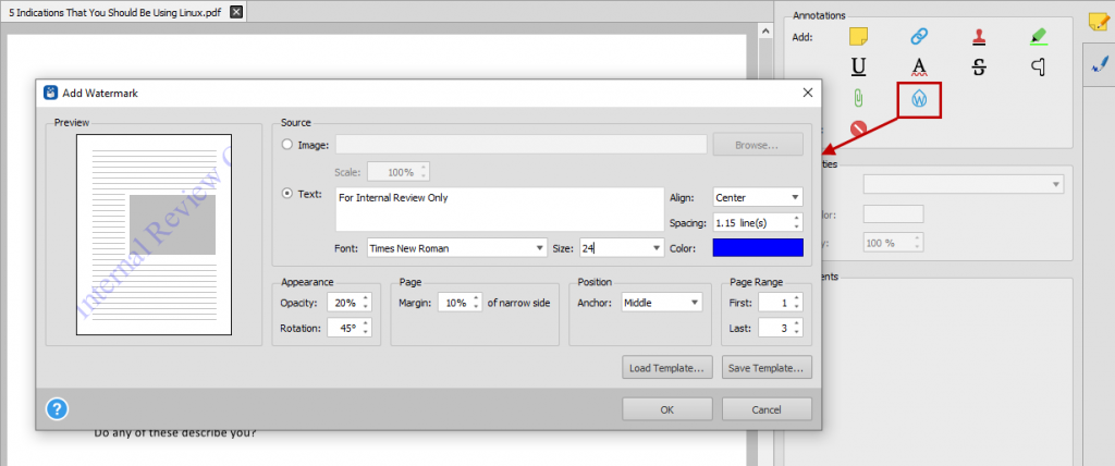 Adding watermarks to important PDF files