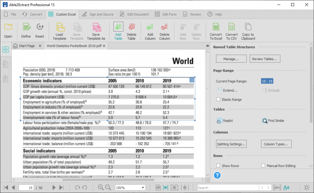 Able2Extract 15 Custom PDF to Excel improvements