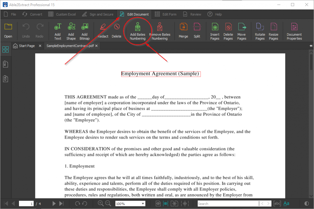 Adding Bates Numbering to PDF