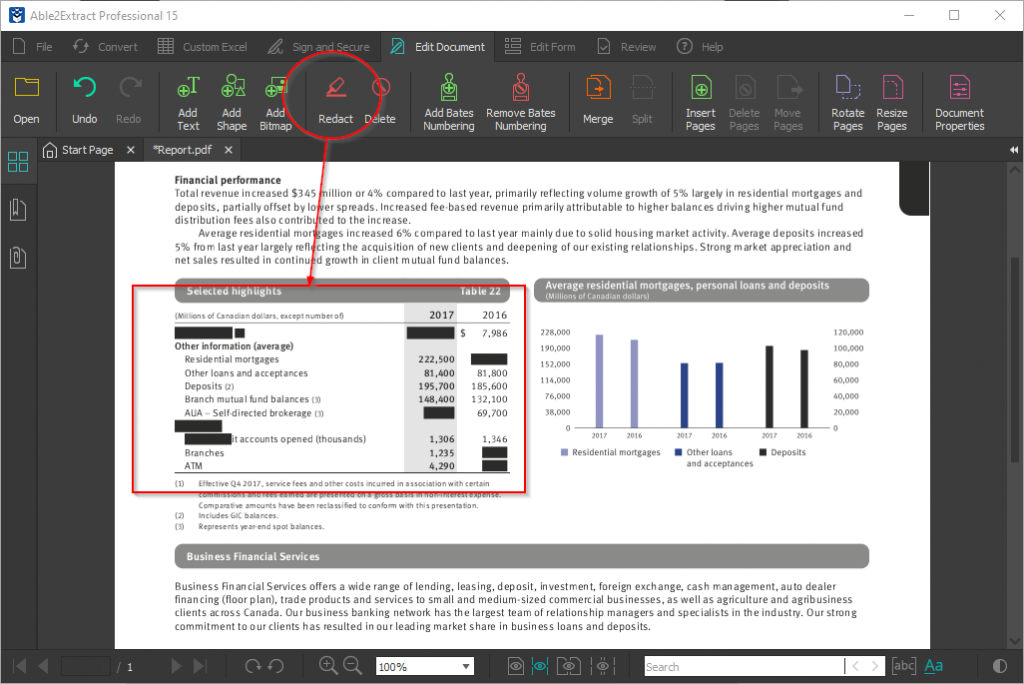 Redacting PDF data