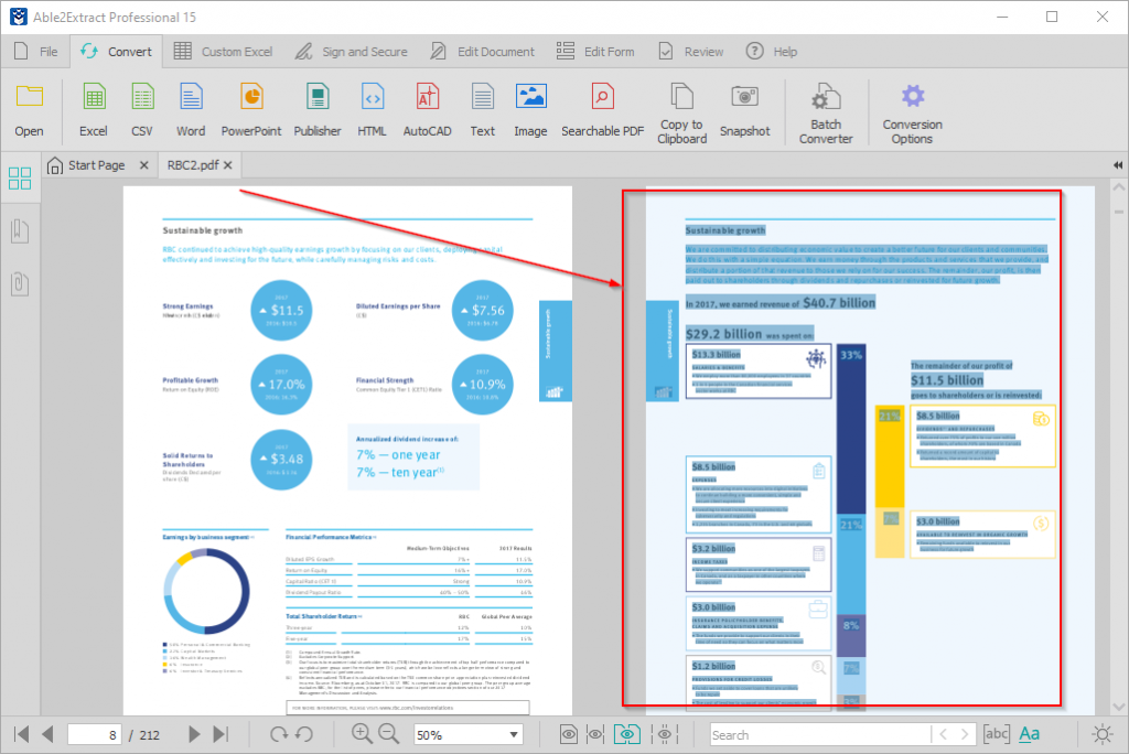 Selecting PDF pages