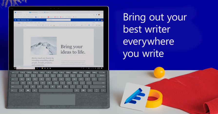 Photo still from the Microsoft Editor promotional YouTube video