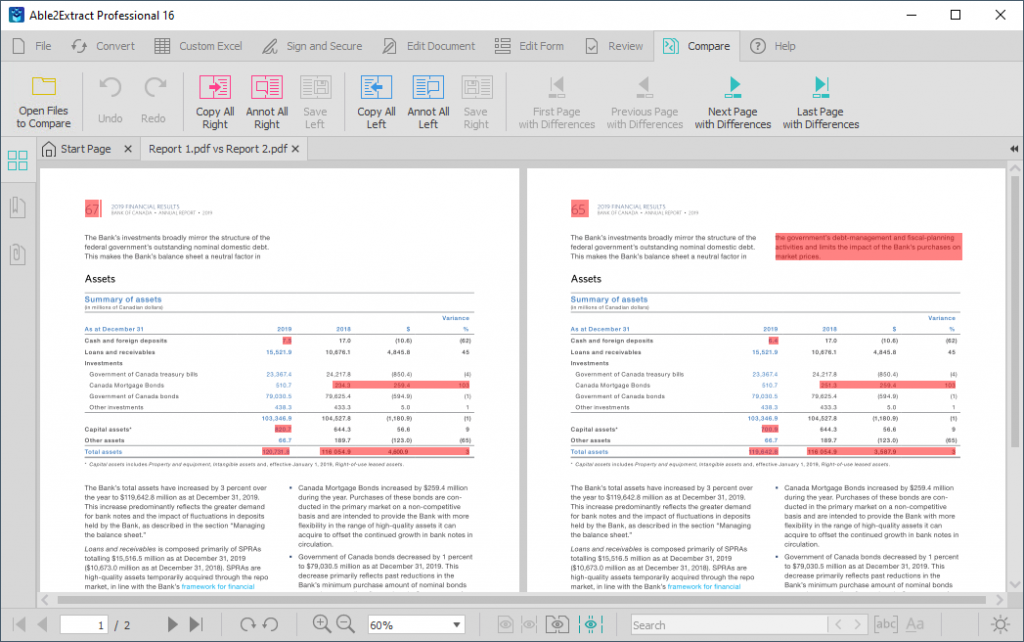 Compare and annotate differences between any two printable documents. 