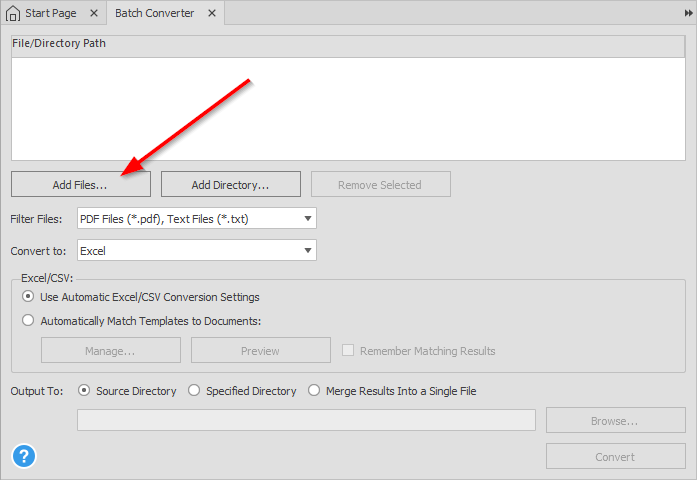 Adding PDF files for Batch Conversion