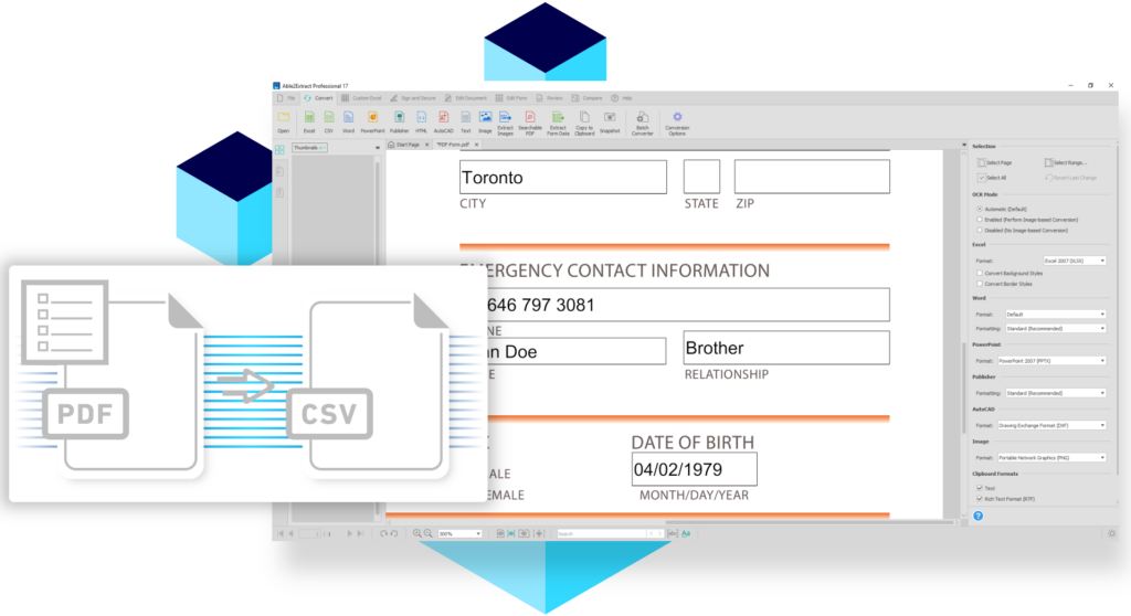 Exporting PDF form data to CSV